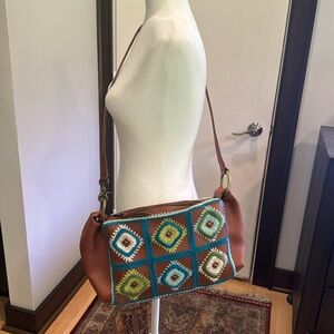 BCBGirls shoulder bag faux leather crotchet accents